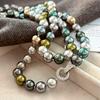 Vintage High-Quality High-Gloss Morandi Color Faux Crystal Tahitian Malachite Green Pearl Necklace Collarbone