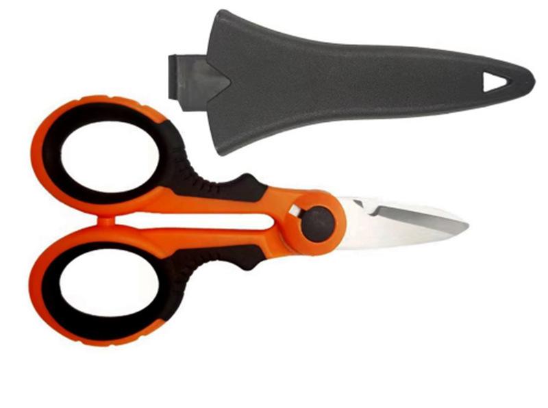 Outdoor Fishing Scissors with Serrated Blades for Line and Lead Cutting, PE Carbon Fiber Special Gear.