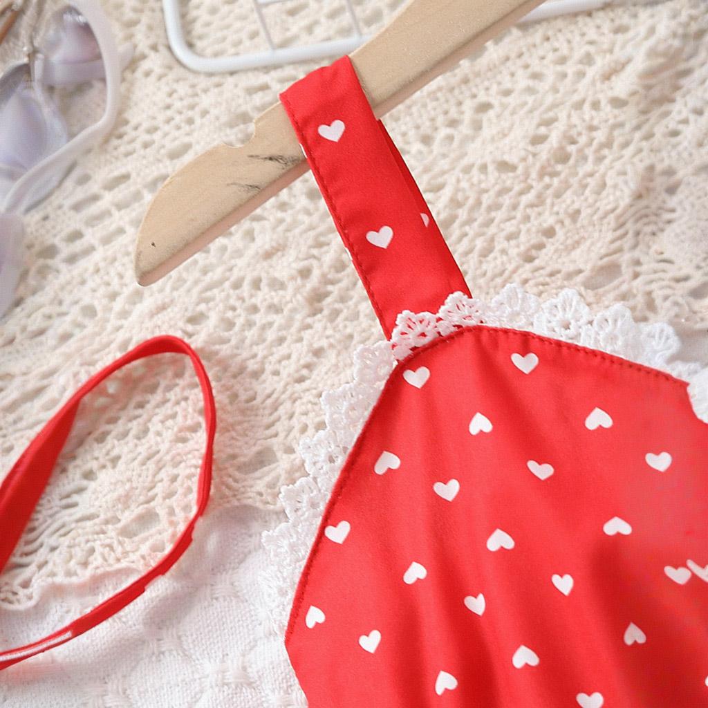 Dress For Girls 1-8Y Birthday Korean Style Fashion Lace Trim Heart Pattern Dress with Matching Bag