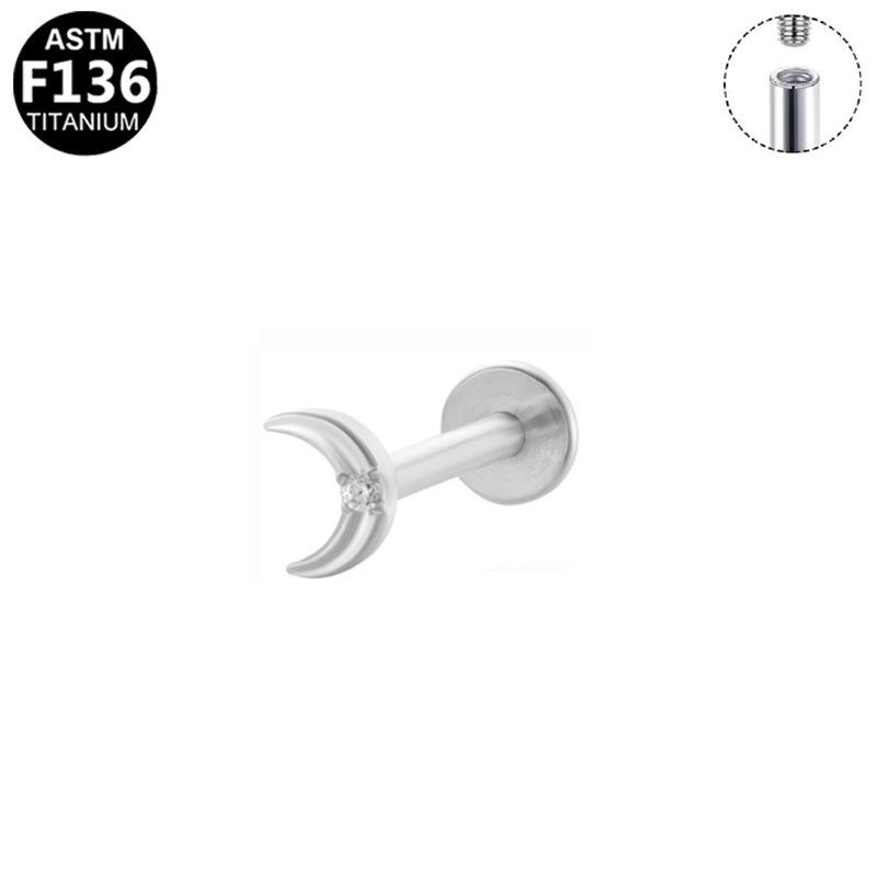 G23 Titanium Cross-Border Personality Trend Lip Stud  Inner Thread Titanium Alloy Ear Bone Stud Jewelry