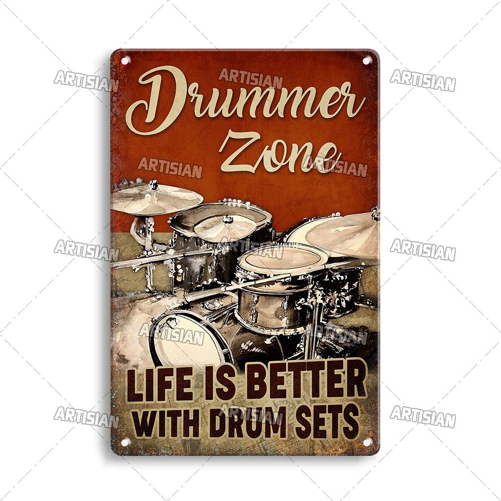 Künstler Musik Tanz Metallposter Trommel Blechschild Instrumentv Dekorative Platte Wanddekor Garage Bar Pub Club Hotel Küche