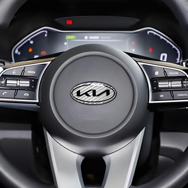 AIL1 1 Stück 3D neuestes KIA KN Kohlefaser Lenkrad Emblem Aufkleber Auto Lenkrad Auto Innenraum Emblem Auto Styling Zubehör