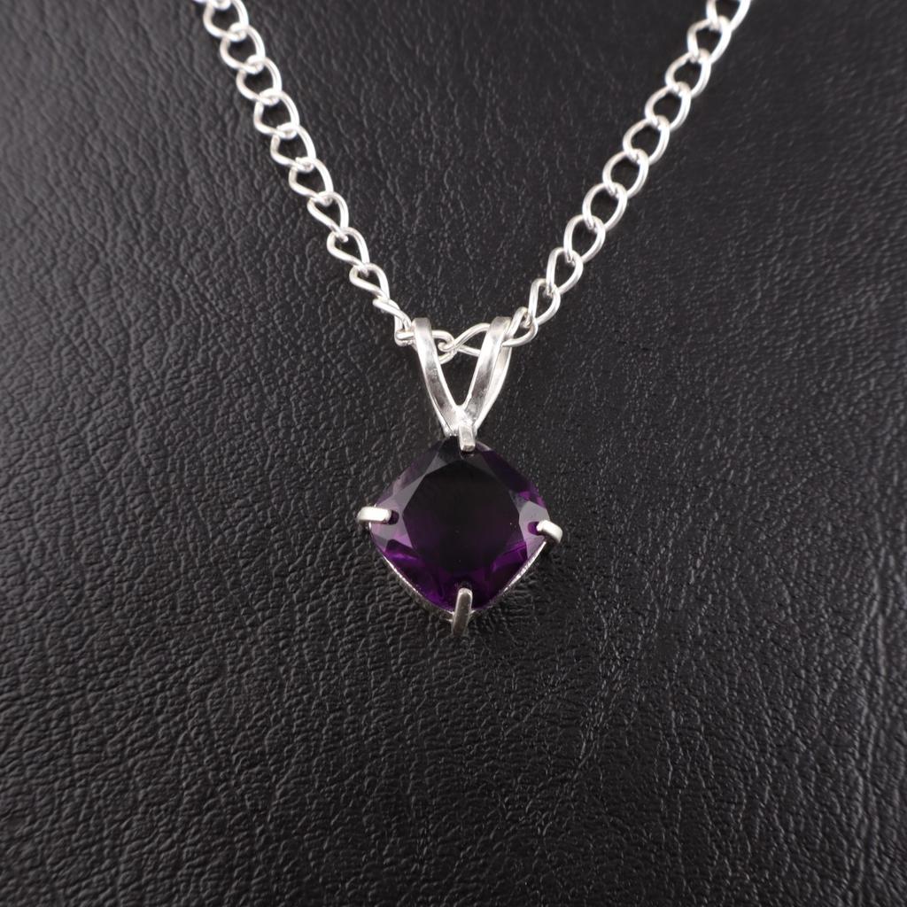 Amethyst Gemstone 925 Sterling Silver Jewelry Handmade Pendant 0.93'' For Gift PP-62-11