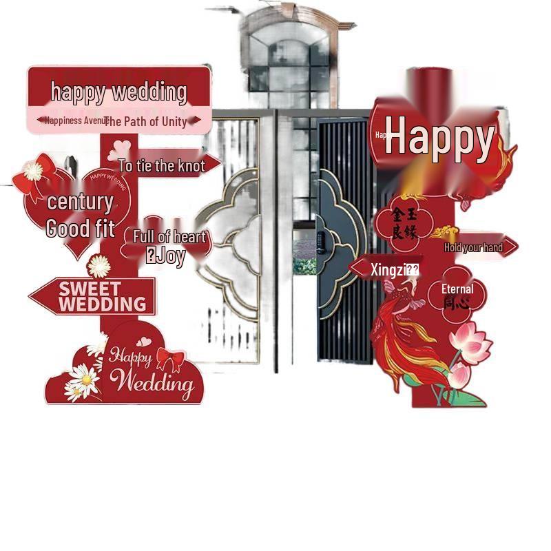 Creative Wedding Aisle Runner & Welcome Sign: Outdoor Courtyard & Garden Decoration Props