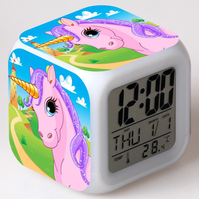 Discoloration Unicorn Alarm Clock Creative Night Light Led Digital Alarm Clocks Student Desk Clock Children's Gifts