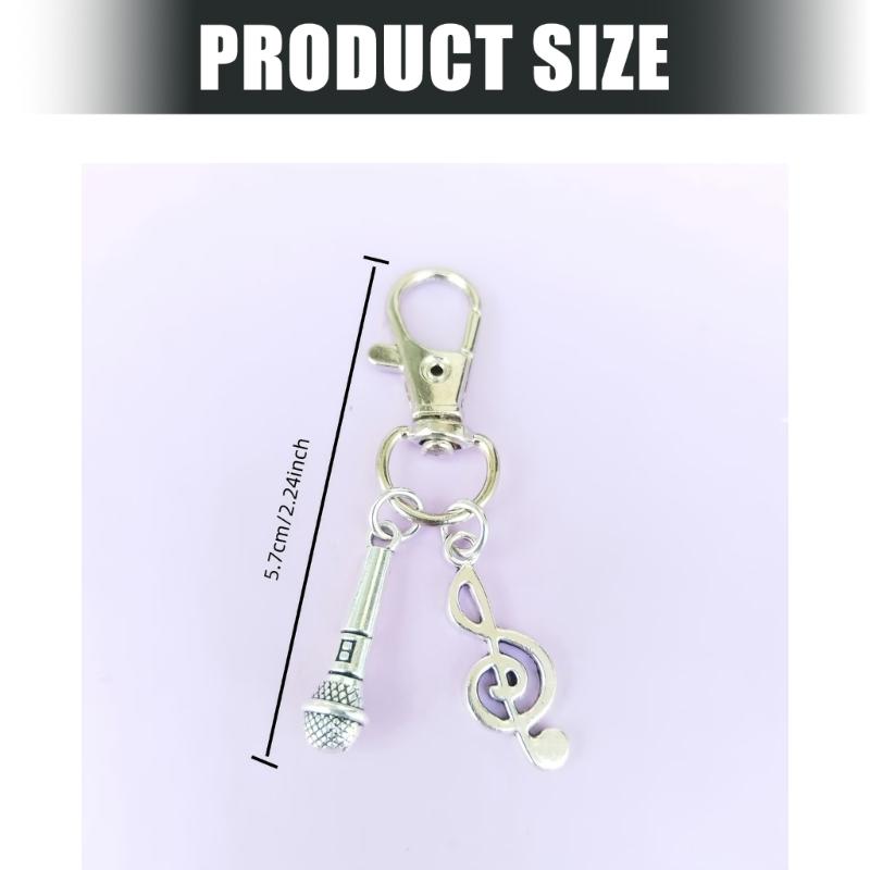 Creative Hip Hop Themed Keychain Featuring Microphone And Note Pendant Suitable For Music Fan