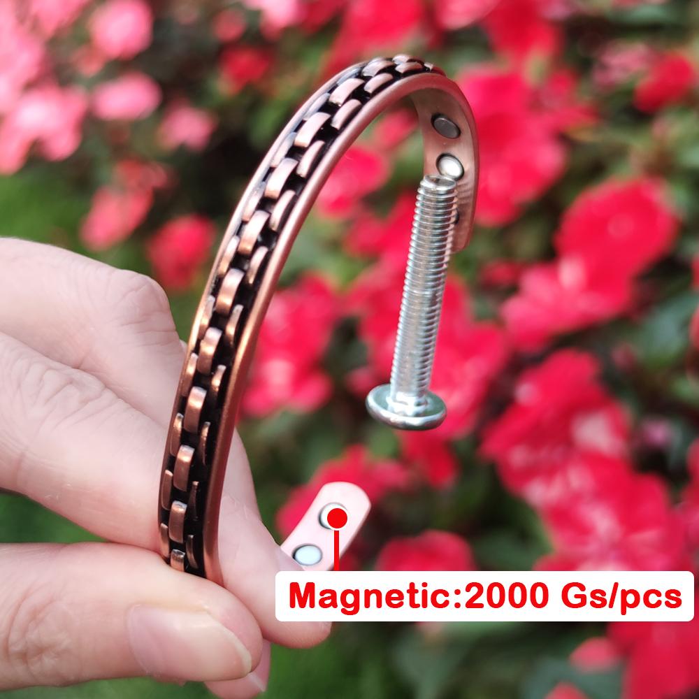Vinterly Magnetic Pure Copper Bracelets Adjustable Cuff Energy Magnet Bangles Benefits Wristband Stripe Health Jewelry Men Women
