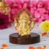 Kalpavrikshya Tree Ganesh Idol Ganpati Murti for Car Dashboard, Office Desk, Hindu God Gift & Home Decor - Resin (Yellow)