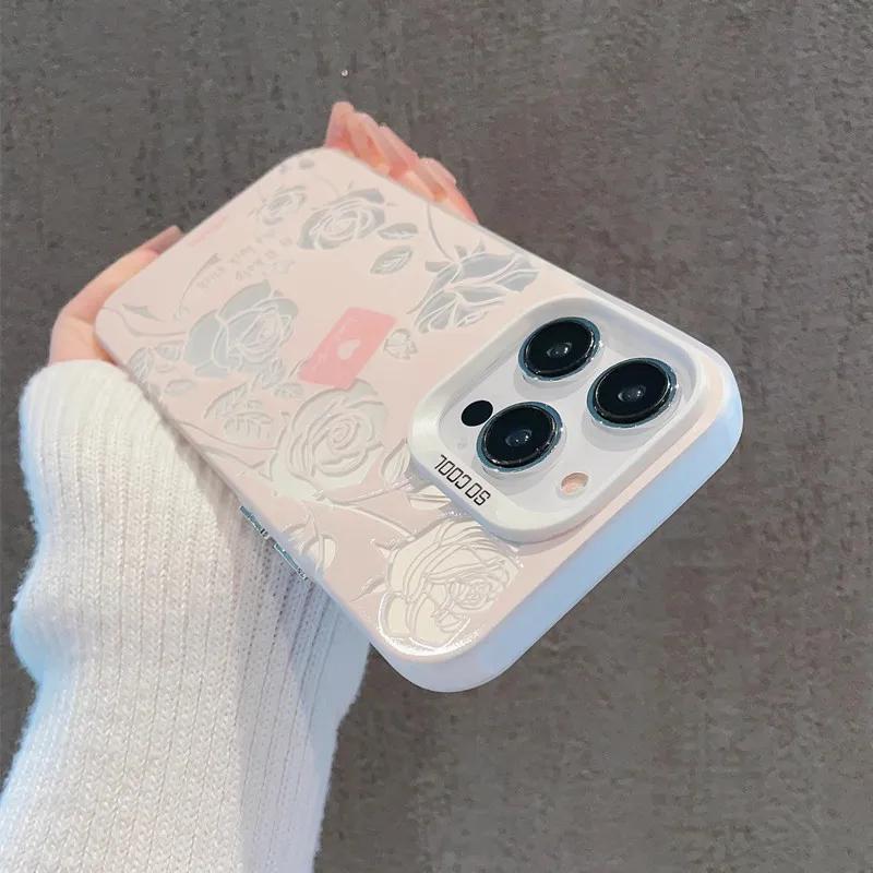 Phone Case For  Redmi 13 4G 13c Note 12 11 13 Pro Plus 5G 12s 11s 10s 10 Pro 4G Vintage Rose Electroplate Silver Cover
