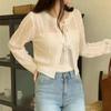 Thin cardigan new women's clothing in stock, European and American hollow lace-up sexy top long sleeve