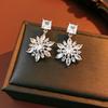 Exquisite Zircon Flower Dangle Earrings for Women Trendy Versatile Sparkling Snowflake Earring Wedding Jewelry Accessories Gifts