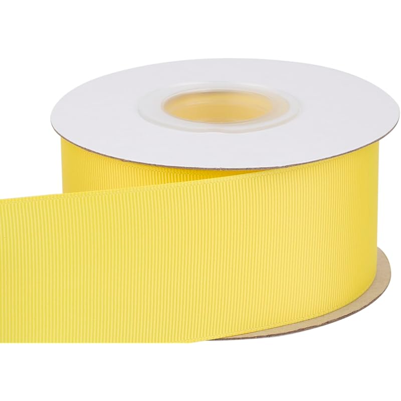 [Tekdeere]Width 50mm Solid Lemon Grosgrain Ribbon, Perfect for Gift Wrapping, Sewing, Hair Accessories, Wedding Decorations - 22 Meters/roll