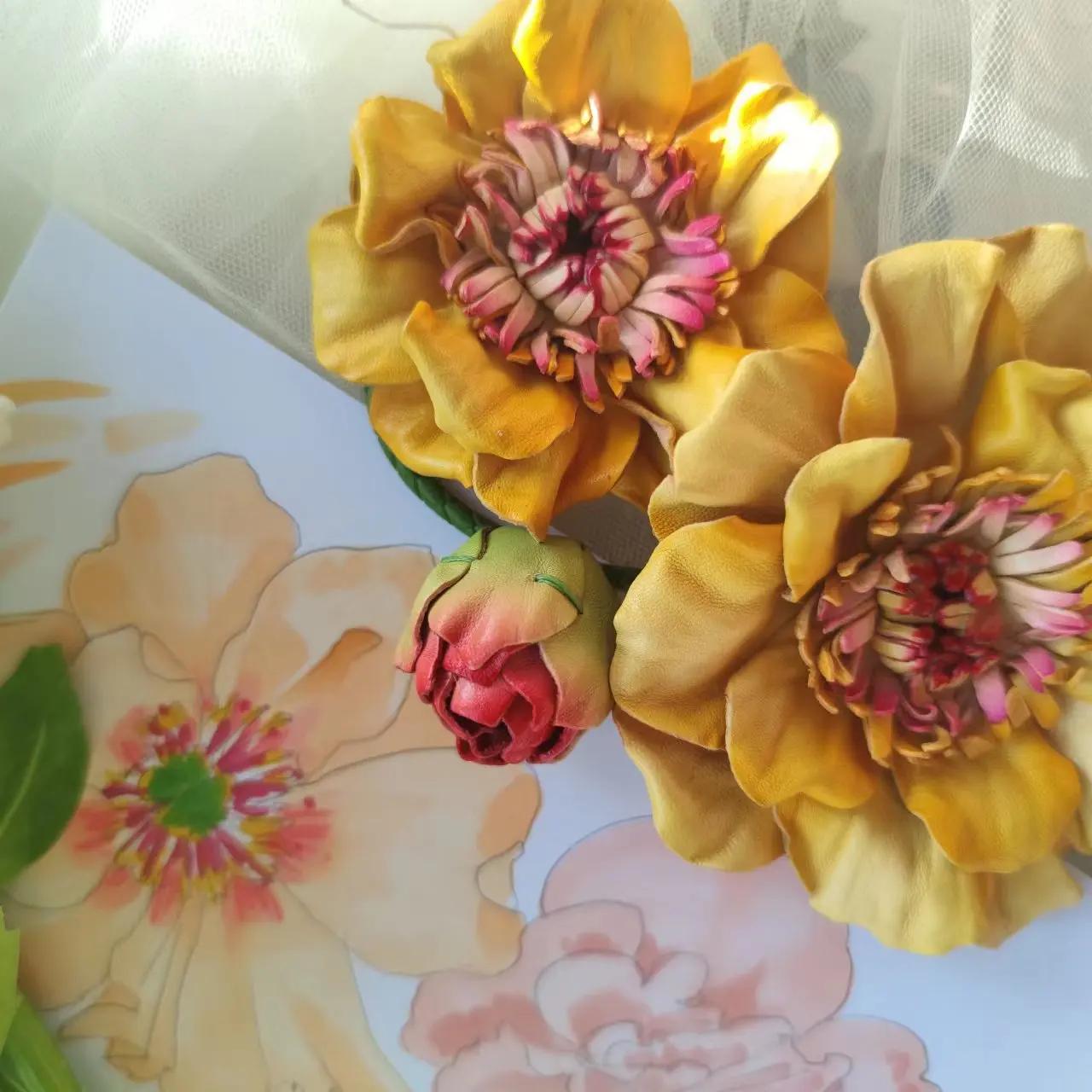 

Персонализированная сумка-подвеска из натуральной кожи ручной работы с цветами, индивидуальные подарки для матери, подарки на День святого Валентина жёлтый