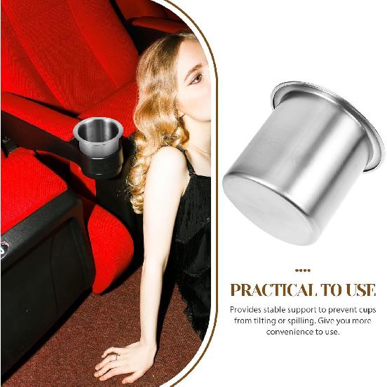 Kichvoe Stainless Steel Sofa Cup Holder Insert Replacement for Recliner Armrest Metal Cup Holder Suitable for Couch Car Boat Home Theater