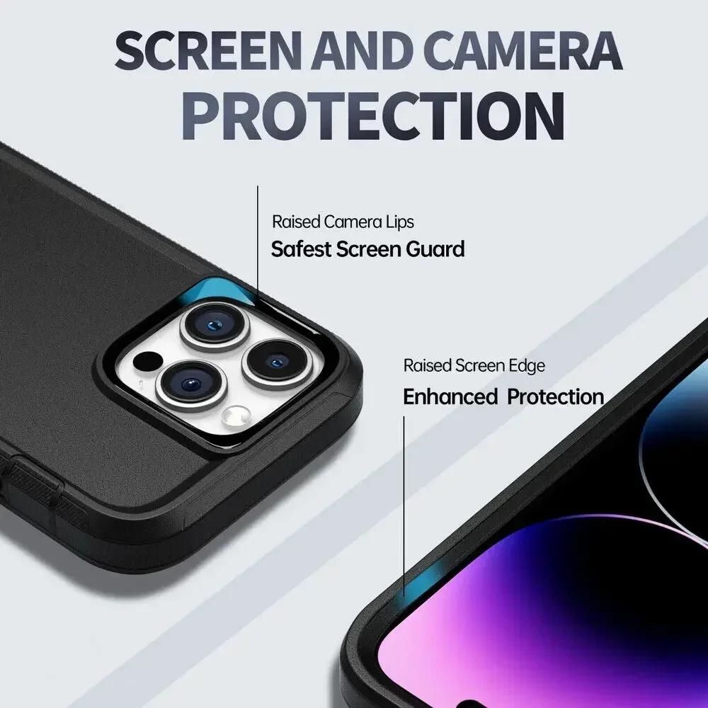 Military Grade Heavy Duty Armor OTT Phone BOX Case for IPhone 17 16 15 14 Plus 13 12 Pro Max Shockproof Belt Clip Holder Cover