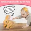 Electric Plush Hopping Bunny Toy - Realistic Robot Rabbit with Moving Ears & Barking Mouth Kids Features Walks & Shake