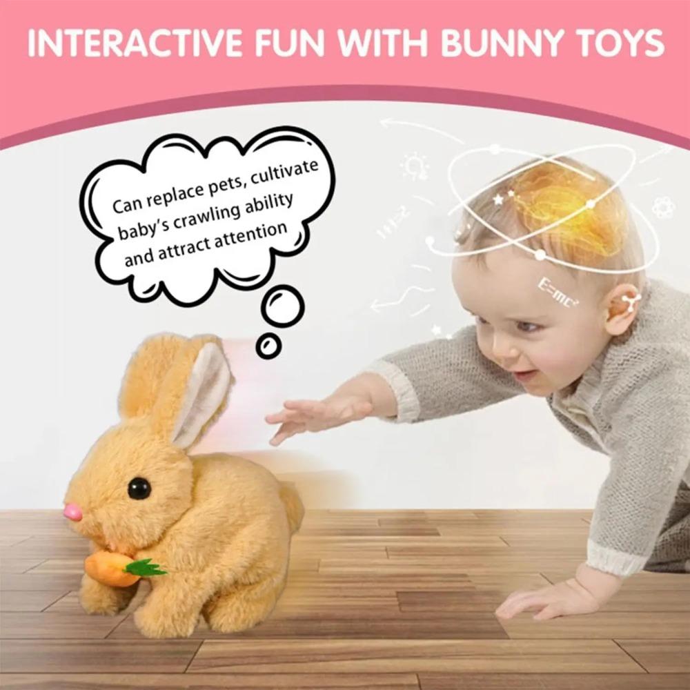 Electric Plush Hopping Bunny Toy - Realistic Robot Rabbit with Moving Ears & Barking Mouth Kids Features Walks & Shake