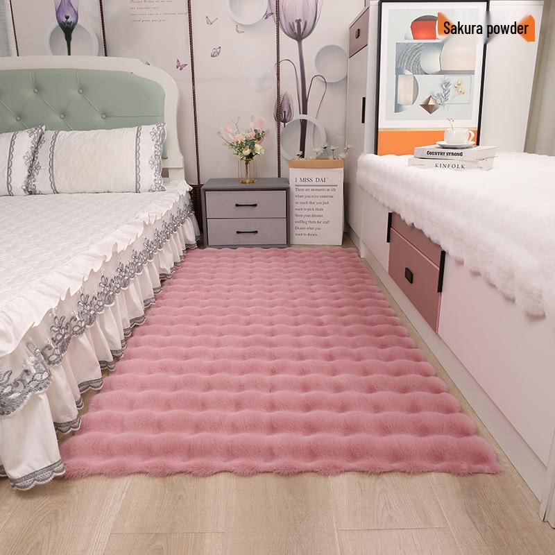 Pluszowy dywan ze sztucznego futra królika do sypialni, salonu, na sofę i do wykuszów