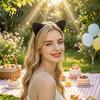 Cat Ear Headband Furry Ears for Women, Glitter Hair Flexible Band Costume Accessory Halloween Cosplay Party And Masquerade Events Comfortable