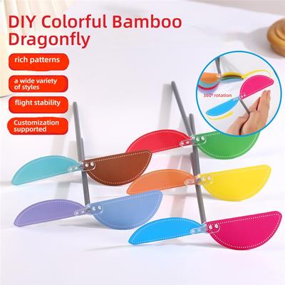 New Double-color Bamboo Dragonfly Children's Hand-rubbed Flying Toy Kindergarten Activity Small Gift Stall Hot-selling Toys
