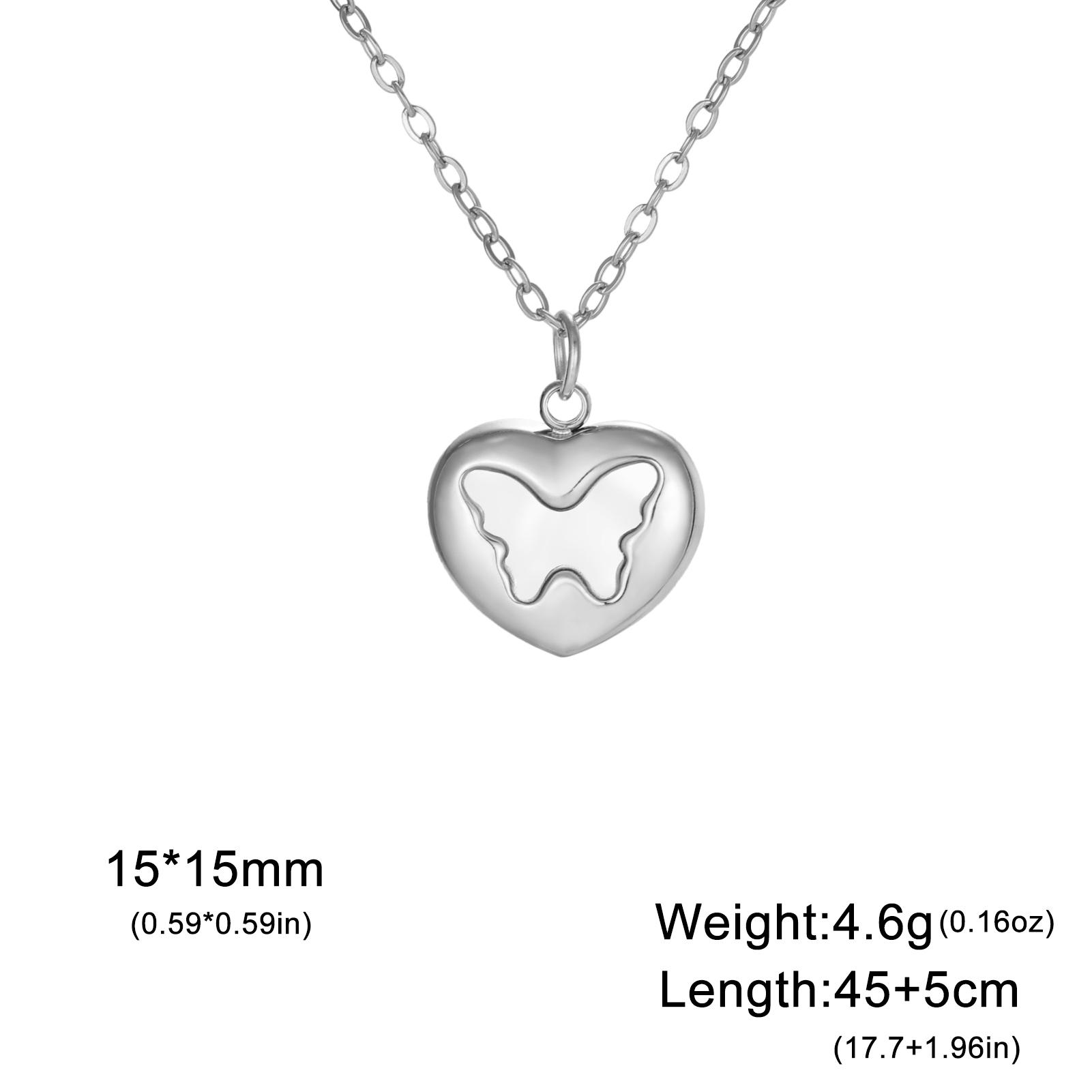 

Teamer Delicate Mini Heart Engraved Butterfly Pendant Necklace For Women Stainless Steel Choker Jewelry Valentine s Day Gift New 45-50cm