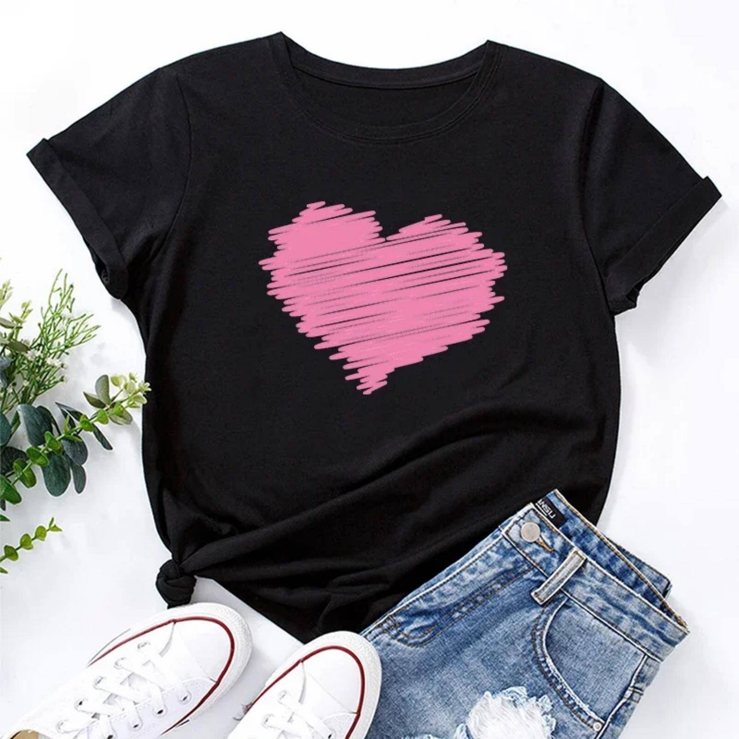 

Casual Hot Sales Summer Women s Cotton Loose T-shirt Short Sleeve Comfortable Daily Fashion Outdoors Jogging High Quality Simple XXXXXL чорний