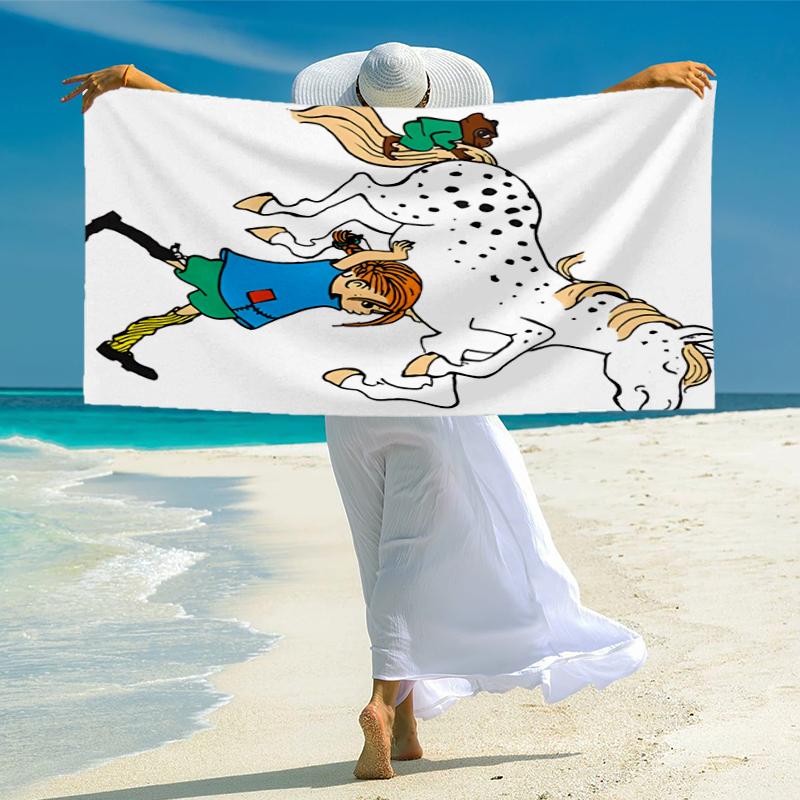 Pippi Longstocking Fashion Beach Towel: Ideal for Summer Adventures Soft, absorbent and quick drying suitable for swimming and bathing