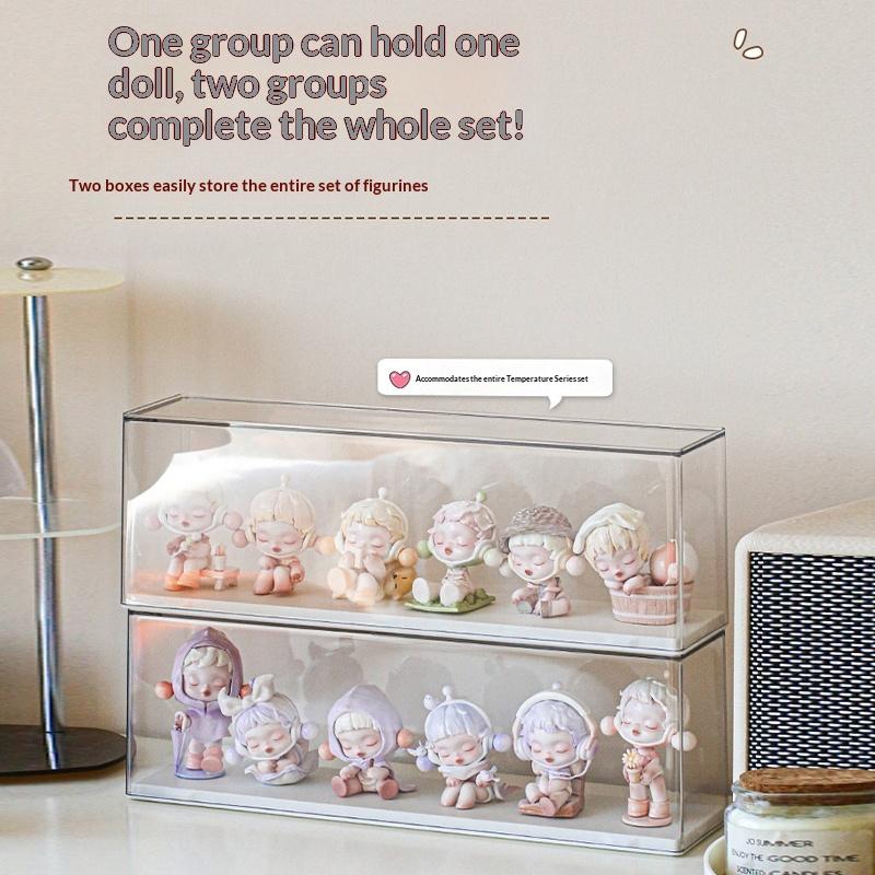 Acrylic Doll Collectible Display Case Transparent Toy Storage Box Stackable Dustproof Rack