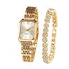 Fashion Stainless Steel Wristwatch Bracelet Set Rhinestone Quartz Quartz Watches Folding buckle Square Strap Watch Student