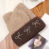 Autumn and Winter New Cute Cat Ears Bow Wool Hat Versatile Women's Big Head Circumference Ear Protector Knitted Cold Hat Wholesale