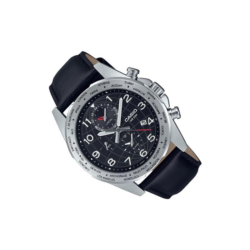 Casio STANDARD Series 50 Meters Waterproof Quartz Movement Leather Strap Japanese and Korean Watch Men's Watch Black Dial MTP-W500L-1A