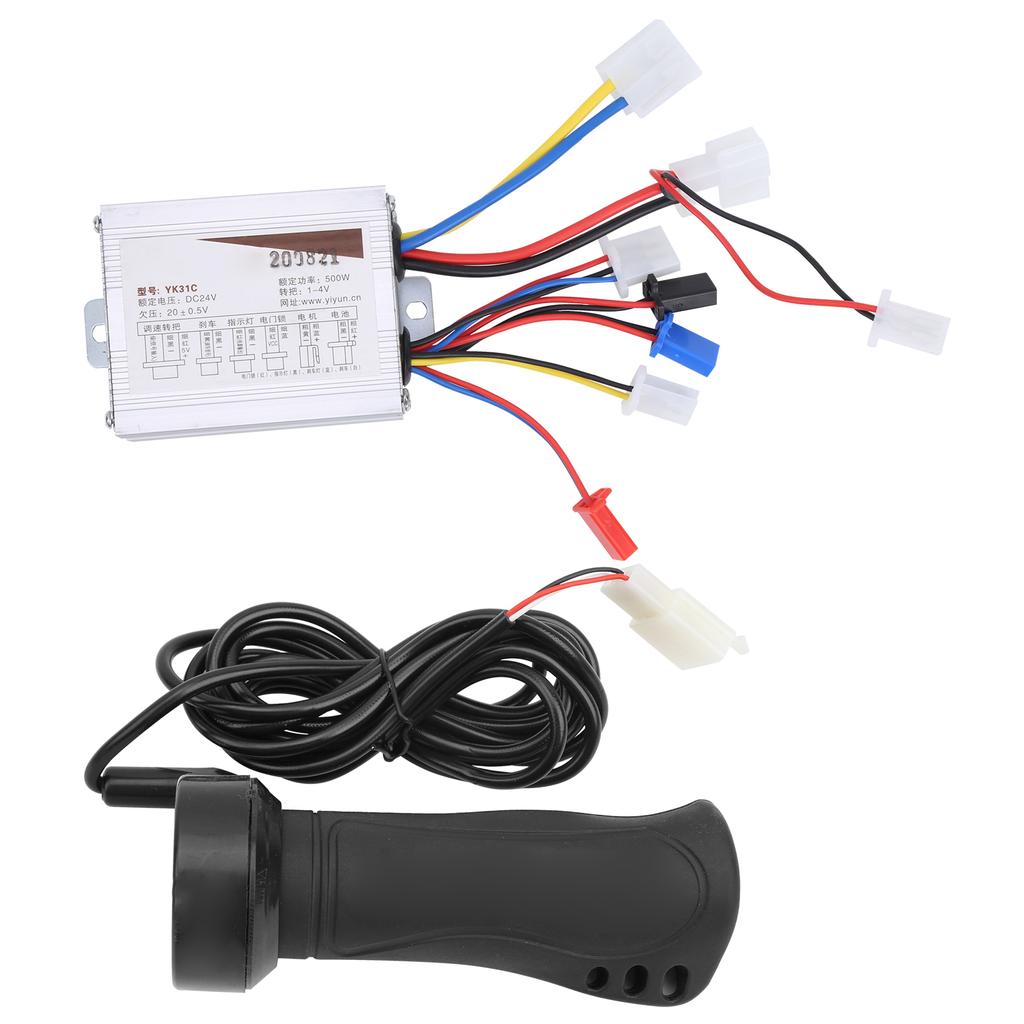 24V 500W Brushed Speed Controller with Long Wire Throttle Grip for Electric Bike Scooter Tricycles