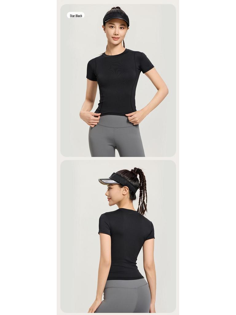 Damen Schnelltrocknendes Atmungsaktives Yoga-Set: Kurzarm-Top & Leggings