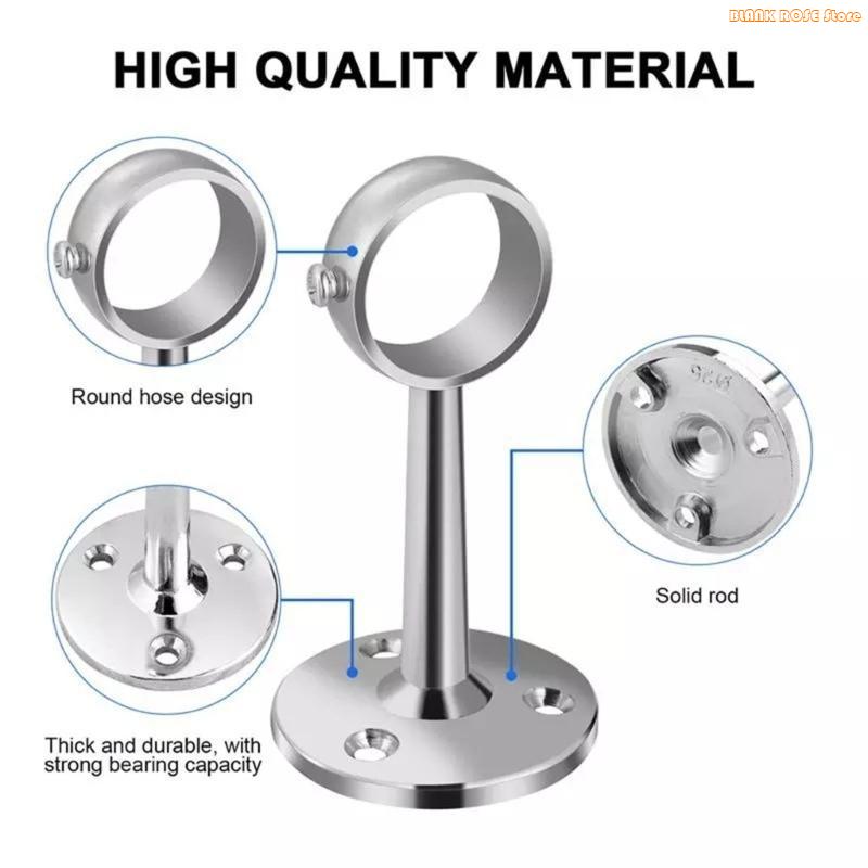K1AE 2Pcs Home Hanging Rod Support Socket Closet Pole Sockets Flange Rod Holder
