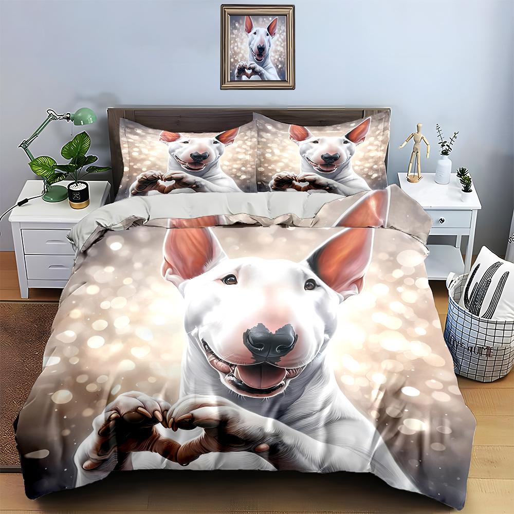 Smiling dog portrait Bedding Duvet cover sets Duvet covers Pillowcases gifts (1 * Duvet Cover 2 * Pillowcases, without duvet insert)