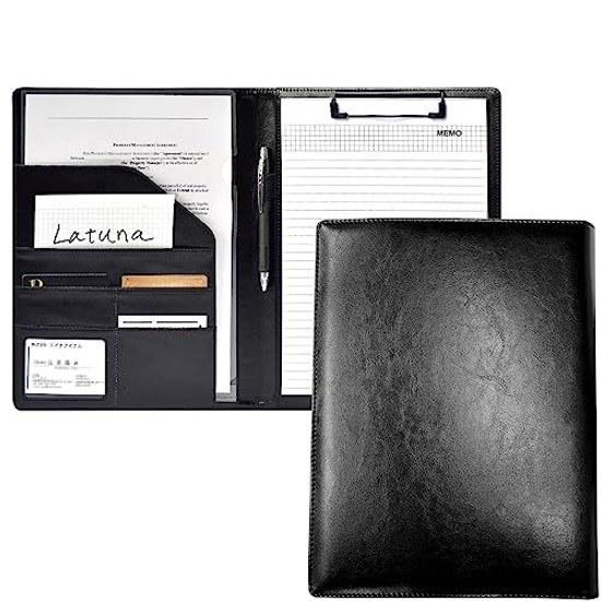 King Jim Binder A4 Clipboard Latuna Foldable Business Card Holder Pen (Black PU Leather) Clip FileBoard StationeryOffice Supplies