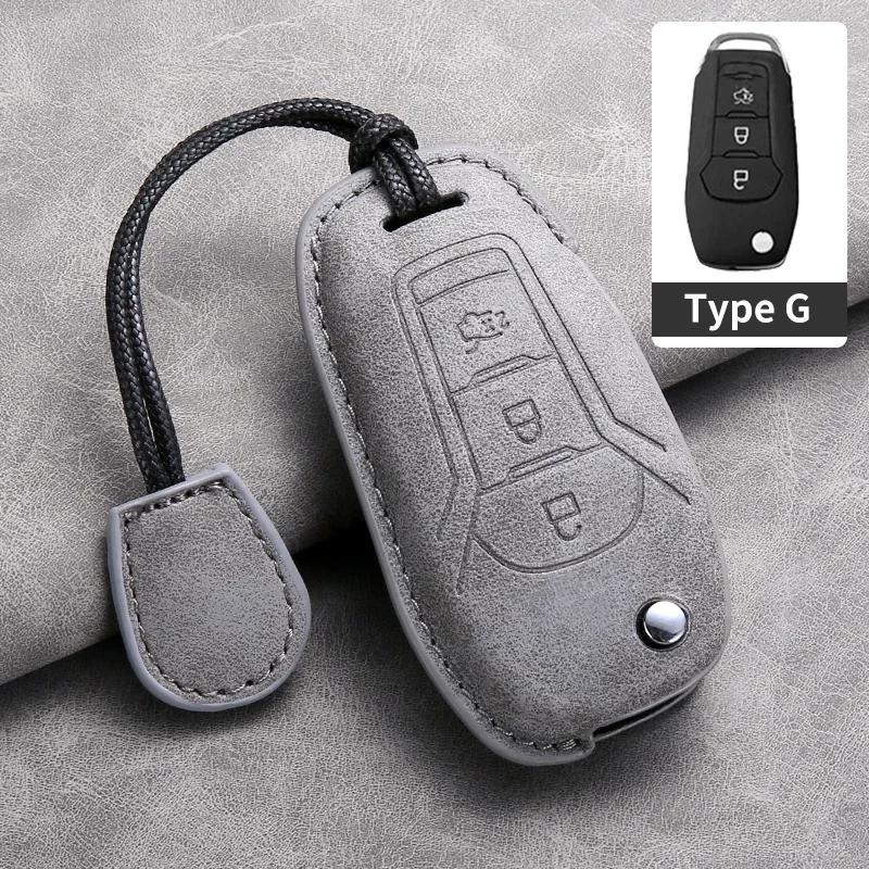 Leather 3 Buttons Car Flip Key Case Cover for Ford Figo 2017 Mondeo 5 Ecosport Puma 2020 Fiesta Mk8 Everest Ranger Protector Fob