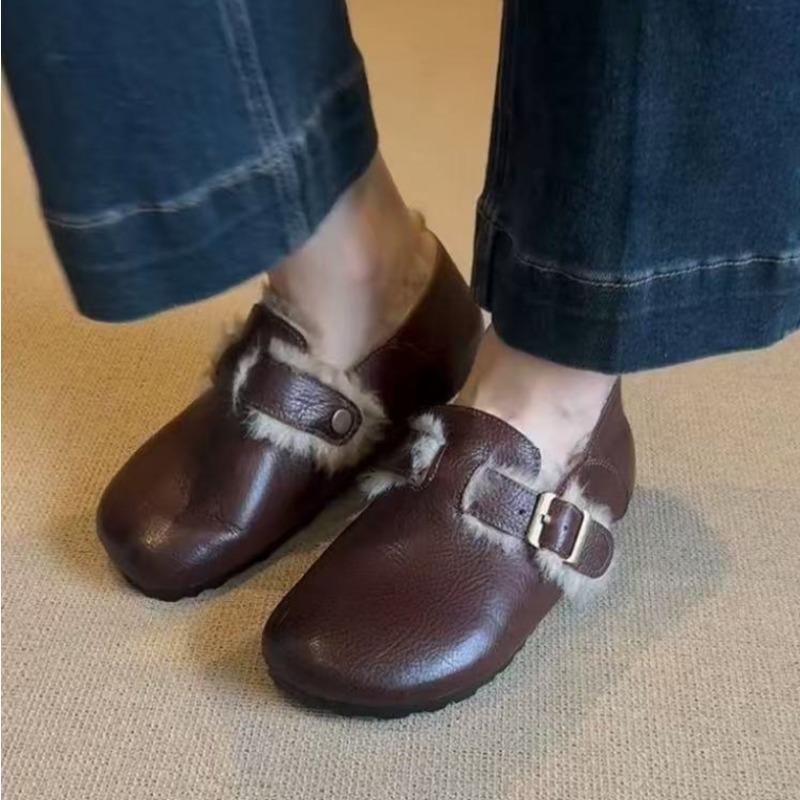 2026 Winter Women Botines Casual Flat Shoes Women Snow Boots Soft Loafers Fashion Comfort Warm Plush Slip on Female Cotton Shoes