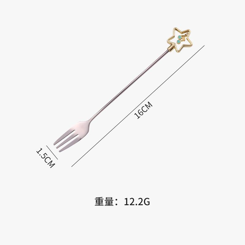 1PCS Kitchen Coffee Tableware Cherry Blossom Spoon Fork Stainless Steel Coffee Spoon Kitchen Star Long Handle Stirring Spoons
