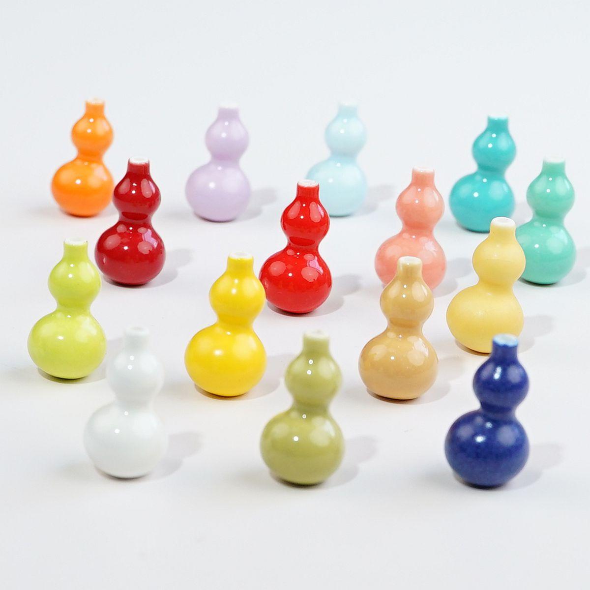 

Ceramic colorful gourd string holes handmade creative loose beads DIY accessories loose beads accessories