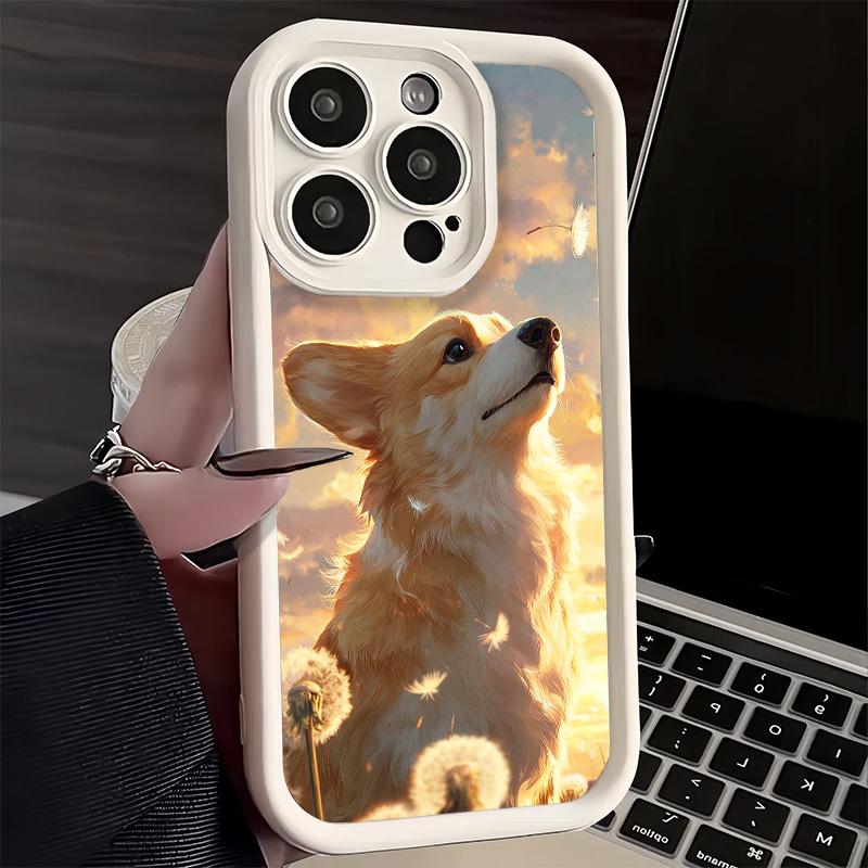 Phone Case for iPhone 17 Air 16E 15 16 Pro Max Corgi Dog Cute Cover 14 Plus 13 12 Mini Soft Shell Silicone Fundas