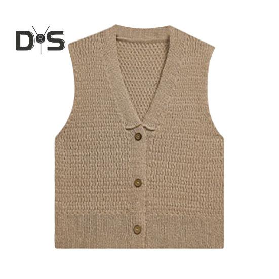 Women's Cropped Sweater Vest V Neck Button Down Crop Top Summer Casual Knit Sleeveless Cardigan for Teens Girls