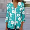 Moda Donna Blusa Cardigan Top Manica a Sette Parti Stampata Casual Ampia