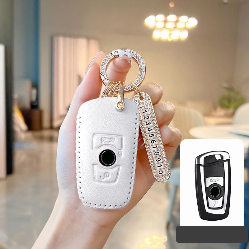 Genuine Leather Pink Car Key Case Cover for BMW F30 F31 F32 F34 F20 F21 F07 F10 1 3 5 7 Series X1 X3 G01 X4 G02 X5 F15 F16 M3 M4