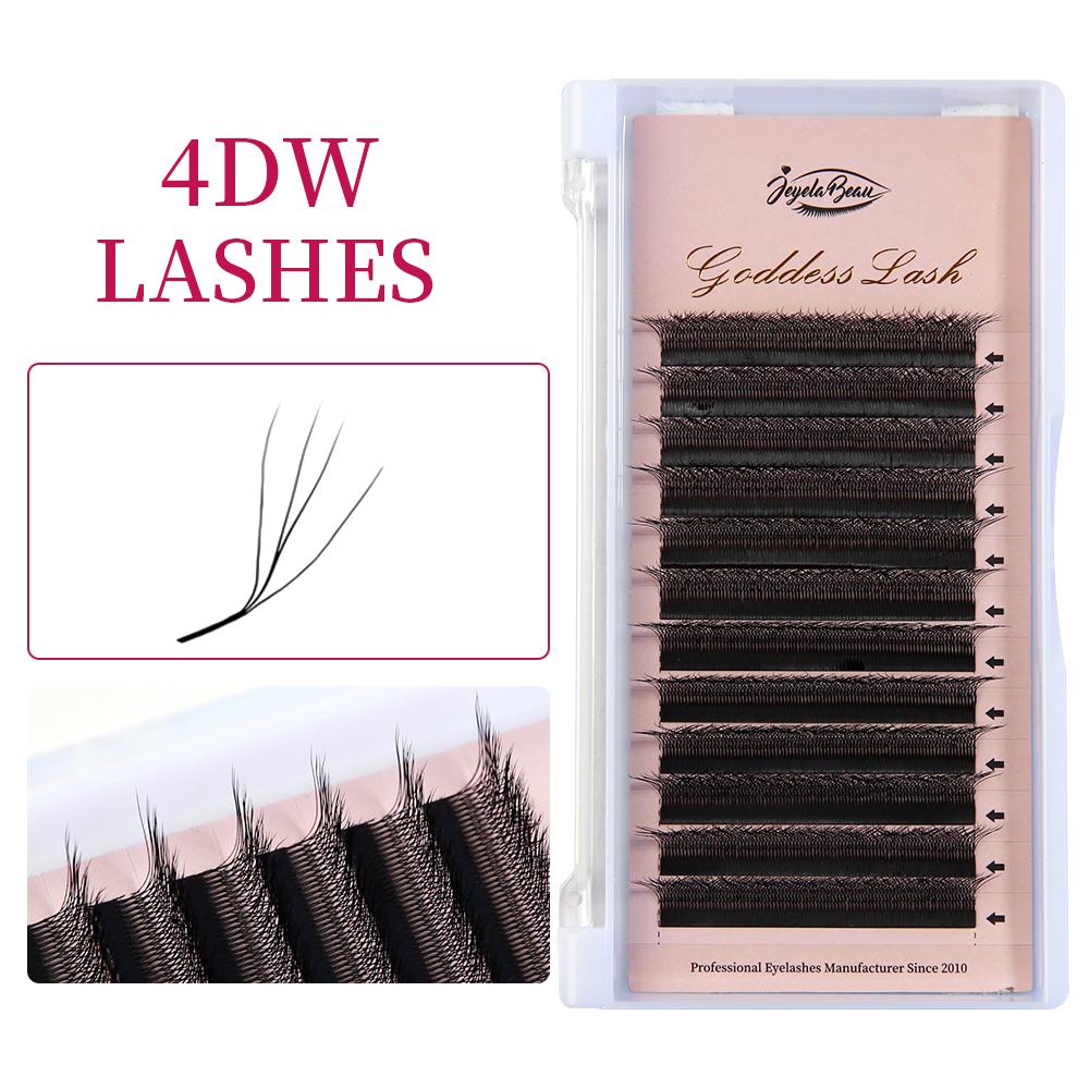4DW Shape Eyelash Extensions 4D Premade Volume Fan W Style 0.07/0.10mmHigh Quality Natural Faux Mink Individual Lashes Supplies