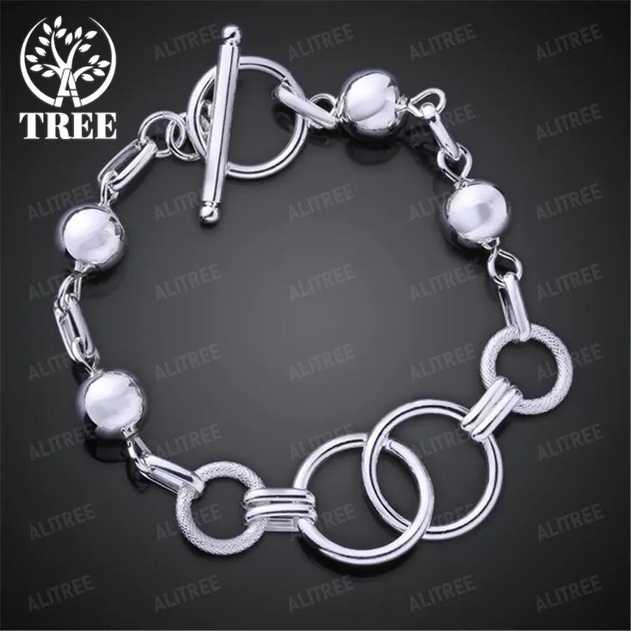 Hot fashion 925 Sterling Silver Retro hanging bead circle chain Bracelet for woman Popular brands jewelry Wedding party gifts