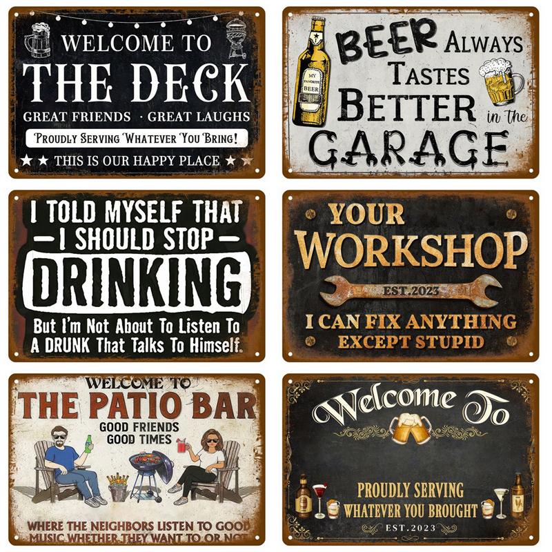Vintage Metal Plate Tin Sign Plates Bar Retro Metal Sign Wall Art Mural Aesthetic Room Home Decor Items Poster Garage Decoration