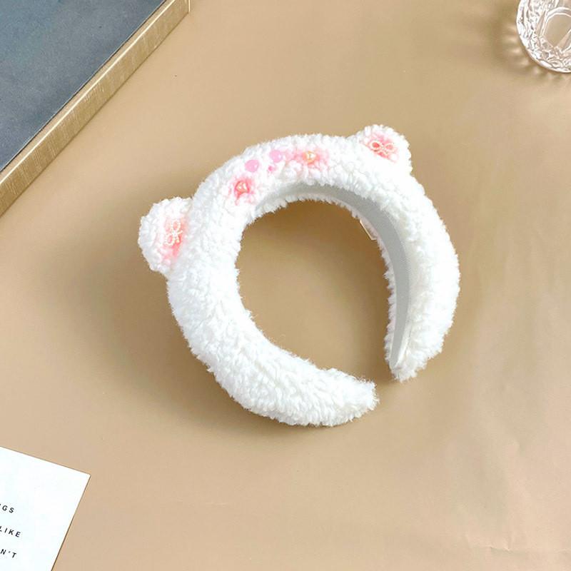 Cute Panda Plush Headband For Women Winter Face Wash Hairband Korean Style Hair Accessories