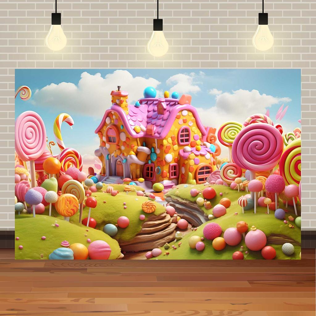 Fantasy World Candy House Theme Decoration Background, Fairy Tale Style Studio Photography Children's Portrait Shooting Backdrop