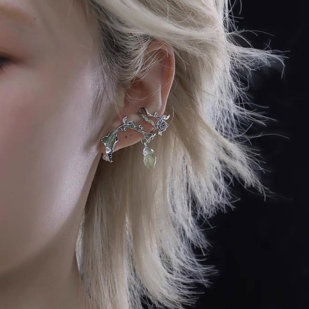 Fashionable Without Pierced Ear Cuffs for Sensitive Skin Climbing Leaf Pattern Ear Jewelry Secure Fit